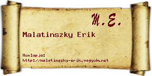 Malatinszky Erik névjegykártya