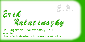 erik malatinszky business card